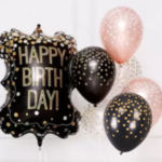 Birthday Foil Balloon and Latex Balloon Black and Rose gold Color  (Pack of 7 )