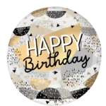 Balloon Happy Birthday Black & Gold Clearz