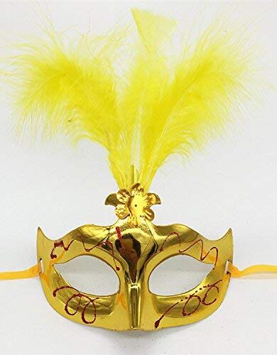 Princess Flower Feather Shiny Masquerade Mask (Glitter Golden)