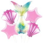 Mermaid Theme Foil Balloons For Birthday Decoration ( pack of 5 Pcs )