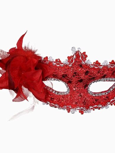 Mask for Mardi Gras, Anonymous Venetian Carnival Mask and Dance  Pack O of 1 (Red)