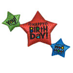 Balloon Large Shape Satin Trio Star Happy Birthday ( Anagram )