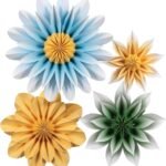  Floral Sunshine Paper Flowers Premade Decorations (Set of 4 pcs, Multicolor)